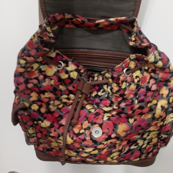 Vince Camuto Floral Cinch Backpack Brown Trim beige Straps main image 8